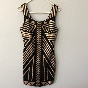 Black and gold mini dress